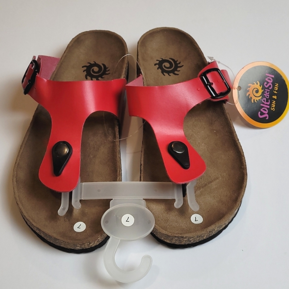 Pinkish Red sandals flat